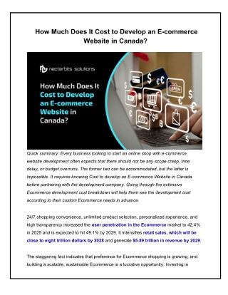 How Much Does It Cost to Develop an E-commerce Website in Canada.