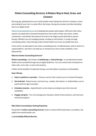Online Counselling Services A Modern Way to Heal, Grow, and Connect