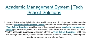 Academic Management System _ Tech School Solutions