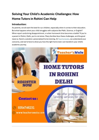 Home tutors in Rohini Delhi | Home tutor near me