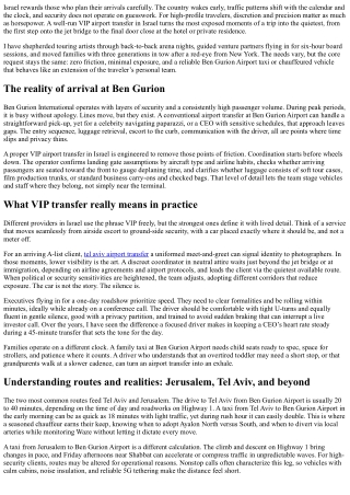 VIP Airport Transfer Israel: Privacy for Celebrities and Executives