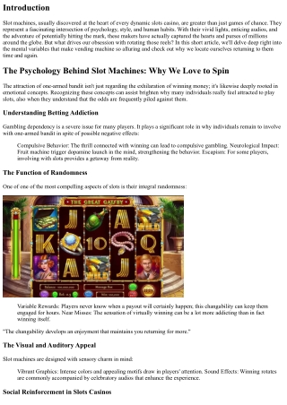The Psychology Behind Slot Machines: Why We Love to Rotate