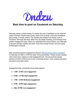 Best time to post on Facebook on Saturday