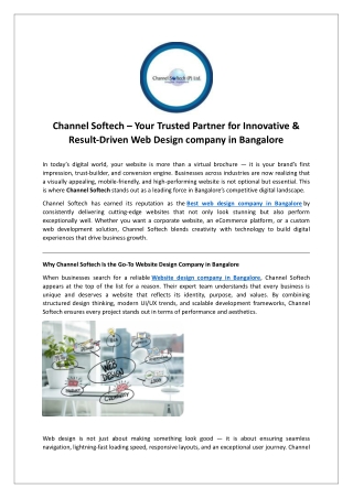 Channel Softech – Your Trusted Partner for Innovative & Result-Driven Web Design company in Bangalore