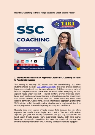 How SSC Coaching in Delhi Helps Students Crack Exams Faster