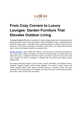 From Cozy Corners to Luxury Lounges_ Garden Furniture That Elevates Outdoor Living