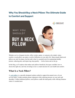 Why You Should Buy a Neck Pillow