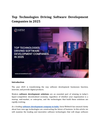 Top Technologies Driving Software Development Companies in 2025