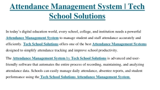 Attendance Management System _ Tech School Solutions