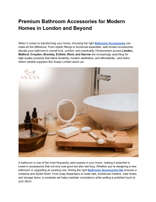 Premium Bathroom Accessories for Modern Homes in London and Beyond