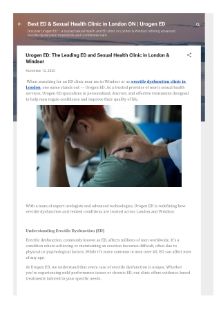 Best ED & Sexual Health Clinic in London ON | Urogen ED