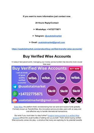 Best 99.1 Sites To Buy Verified Wise Accounts In This Time...