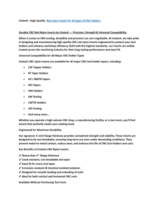 Uratech : High-Quality Red nylon inserts for all types of CNC Holders