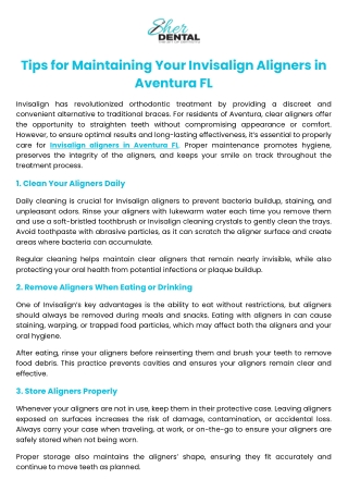 Tips for Maintaining Your Invisalign Aligners in Aventura FL