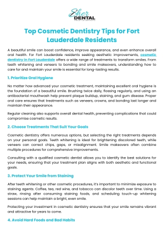 Top Cosmetic Dentistry Tips for Fort Lauderdale Residents