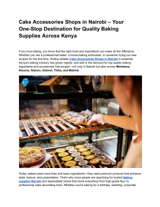 Cake Accessories Shops in Nairobi – Your One-Stop Destination for Quality Baking Supplies Across Kenya