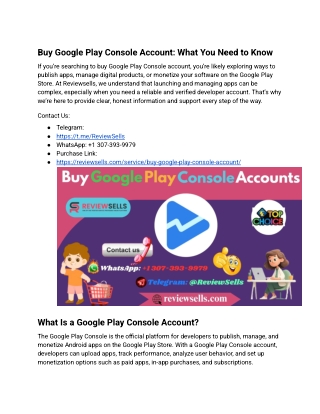 Buy Google Play Console Account – Secure & Verified _ Reviewsells