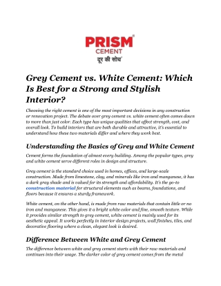 Grey Cement vs. White Cement_ Which Is Best for a Strong and Stylish Interior_