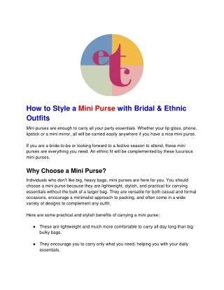 How to Style a Mini Purse with Bridal & Ethnic Outfits