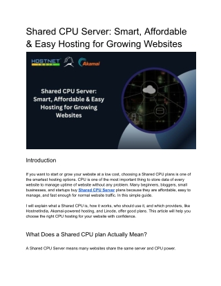 Shared CPU Server_ Smart, Affordable & Easy Hosting for Growing Websites