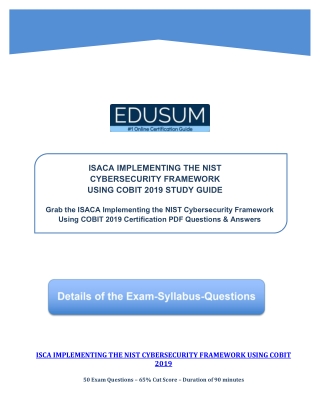 ISACA Implementing the NIST Cybersecurity Framework Using COBIT 2019 Study Guide