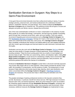 Sanitization Services in Gurgaon_ Key Steps to a Germ-Free Environment