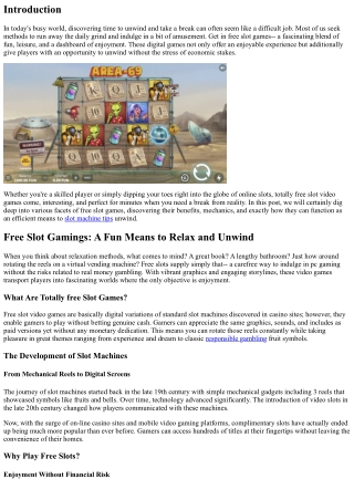 Free Port Games: A Fun Method to Loosen Up and Unwind