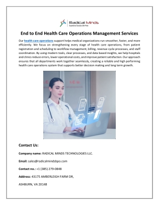 Optimizing Health Care Operations for Better Efficiency and Patient Outcomes
