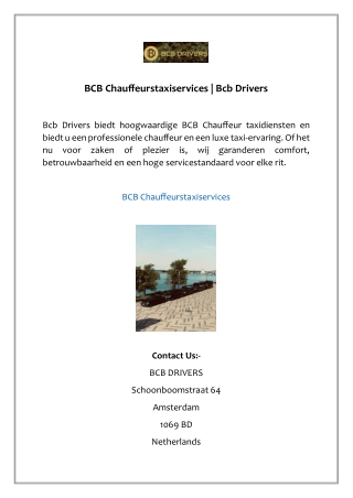 BCB Chauffeurstaxiservices | Bcb Drivers