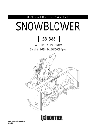 John Deere SB1388 Snowblower Operator’s Manual Instant Download (Pin.1XFSB13X-E0140001&plus) (Publication No. 5RDSB1388R