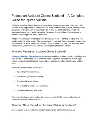 Pedestrian Accident Claims Scotland – A Complete Guide for Injured Victims