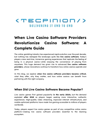 When Live Casino Software Providers Revolutionize Casino Software_ A Complete Guide