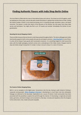 Finding Authentic Flavors with India Shop Berlin Online