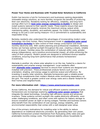 Power Your Home and Business with Trusted Solar Solutions in California