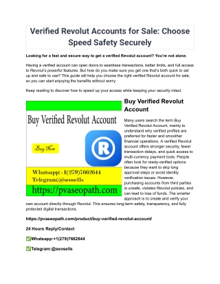 Verified Revolut Accounts for Sale_ Choose Speed Safety Securely