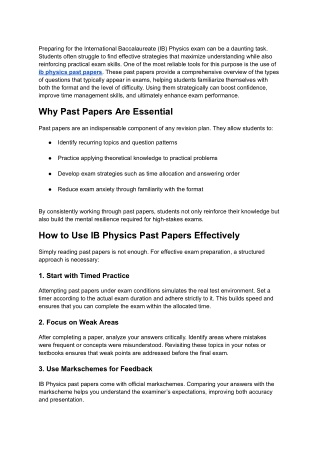 IB Physics Past Papers for Effective Exam Revision
