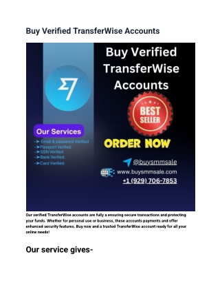 Need a Verified Wise Account Here's Where to Buy in ...