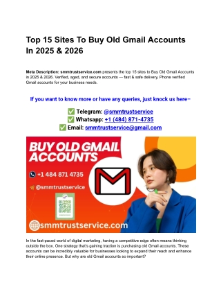 Top 15 Sites To Buy Old Gmail Accounts In 2025 & 2026