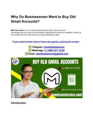 Why Do Businessmen Want to Buy Old Gmail Accounts