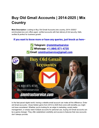 Buy Old Gmail Accounts _ 2014-2025 _ Mix Country