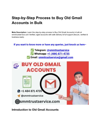 Step-by-Step Process to Buy Old Gmail Accounts in Bulk