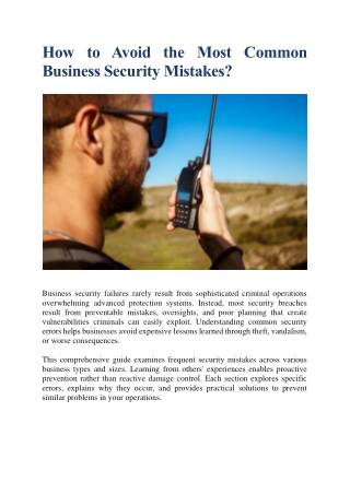 How to Avoid the Most Common Business Security Mistakes?