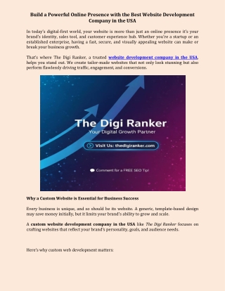 Build a Powerful Online Presence with the Best Website Development Company in the USA