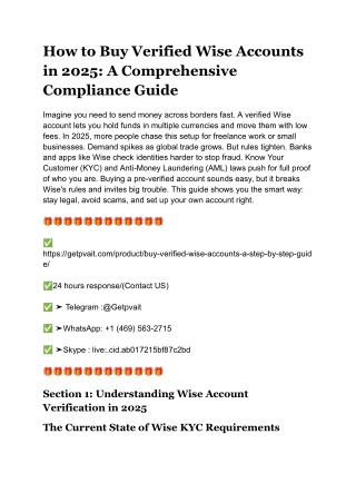 How to Buy Verified Wise Accounts in 2025_ A Comprehensive Compliance Guide