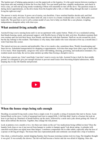 Balancing Safety and Independence: Is Assisted Living Right for Your Parents?