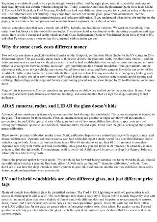 Hybrid and EV Considerations in Your Auto Glass Replacement Quote