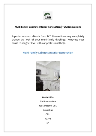 Multi Family Cabinets Interior Renovation | TCG Renovations