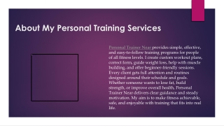About My Personal Training Services