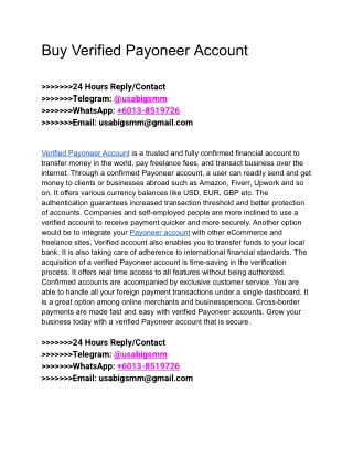 How To Buy Verified Payoneer Accounts 2025_26 in Year
