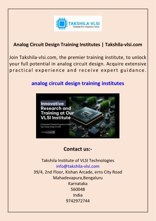 Analog Circuit Design Training Institutes Takshila-vlsi.com